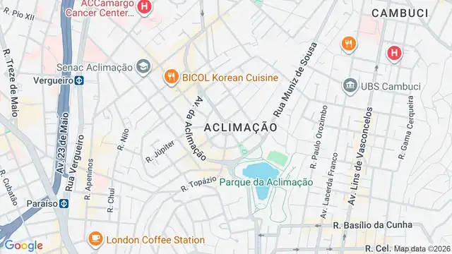 Mapa do bairro Aclimação, Sao Paulo - SP