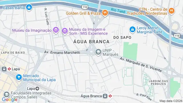 Mapa do bairro Água Branca, Sao Paulo - SP