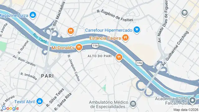 Mapa do bairro Alto do Pari, Sao Paulo - SP