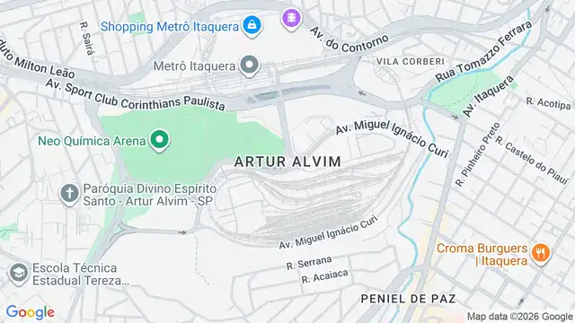 Mapa do bairro Artur Alvim, Sao Paulo - SP