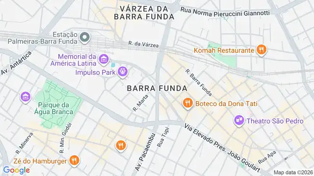 Mapa do bairro Barra Funda, Sao Paulo - SP