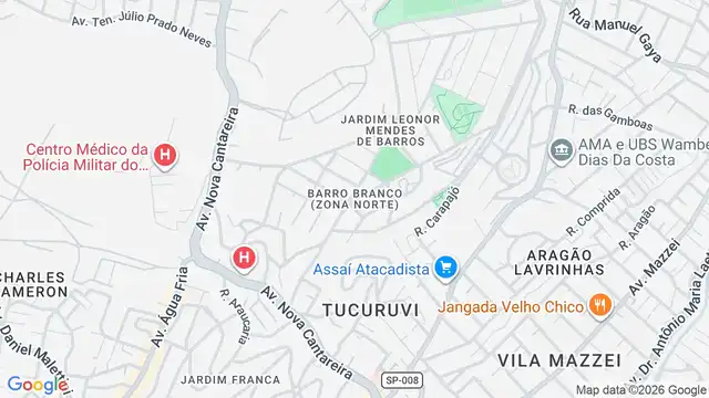 Mapa do bairro Barro Branco (Zona Norte), Sao Paulo - SP