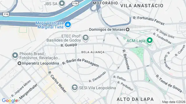 Mapa do bairro Bela Aliança, Sao Paulo - SP