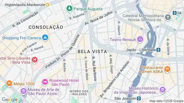 Mapa do bairro Bela Vista, Sao Paulo - SP