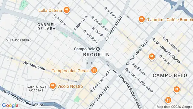 Mapa do bairro Brooklin, Sao Paulo - SP