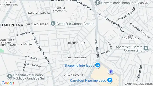 Mapa do bairro Campininha, Sao Paulo - SP