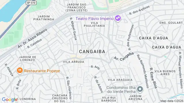 Mapa do bairro Cangaíba, Sao Paulo - SP