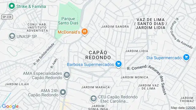 Mapa do bairro Capão Redondo, Sao Paulo - SP