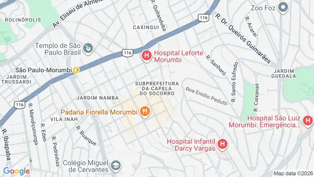 Mapa do bairro Capela do Socorro, Sao Paulo - SP