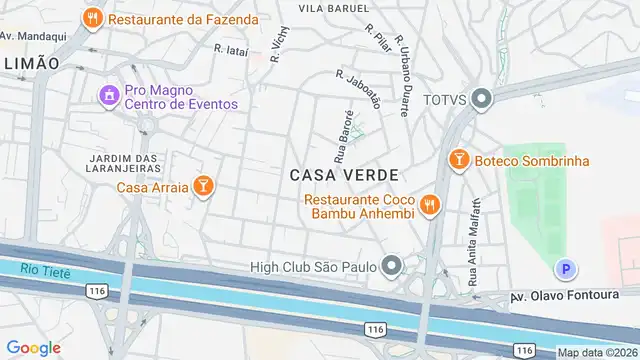 Mapa do bairro Casa Verde Baixa, Sao Paulo - SP