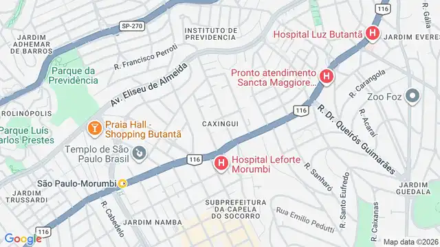 Mapa do bairro Caxingui, Sao Paulo - SP