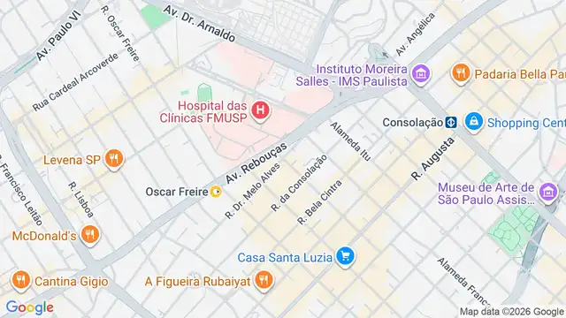 Mapa do bairro Cerqueira César, Sao Paulo - SP