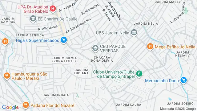 Mapa do bairro Chacara Dona Olivia, Sao Paulo - SP