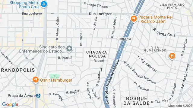 Mapa do bairro Chácara Inglesa, Sao Paulo - SP