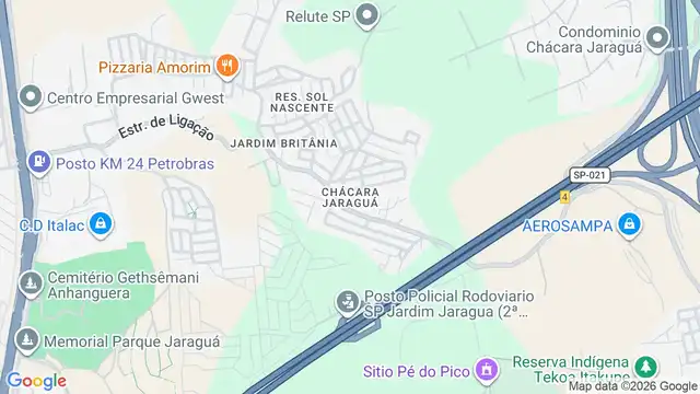 Mapa do bairro Chácara Jaraguá, Sao Paulo - SP