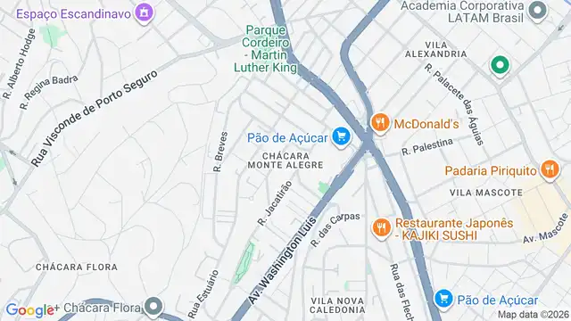 Mapa do bairro Chácara Monte Alegre, Sao Paulo - SP