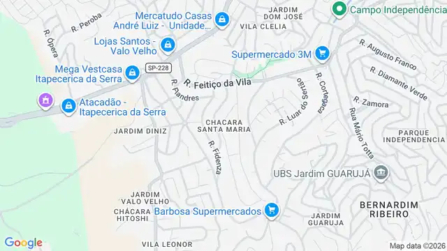 Mapa do bairro Chacara Santa Maria, Sao Paulo - SP