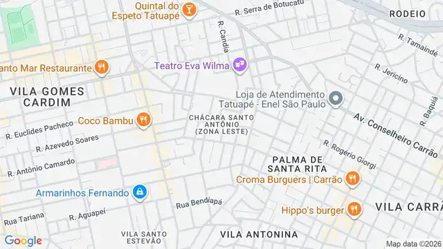 Mapa do bairro Chácara Santo Antônio (Zona Leste), Sao Paulo - SP