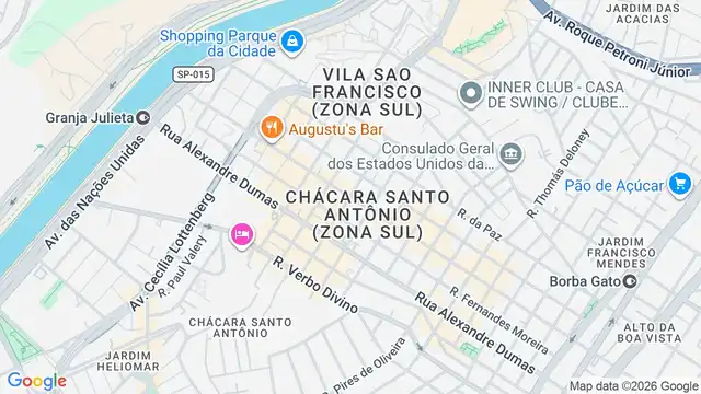 Mapa do bairro Chácara Santo Antônio (Zona Sul), Sao Paulo - SP