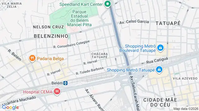 Mapa do bairro Chácara Tatuapé, Sao Paulo - SP
