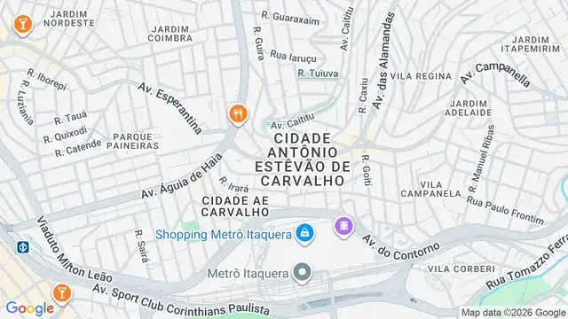 Mapa do bairro Cidade Antônio Estêvão de Carvalho, Sao Paulo - SP