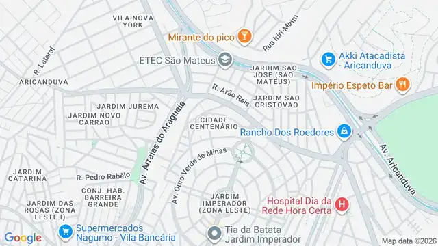 Mapa do bairro Cidade Centenário, Sao Paulo - SP