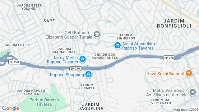 Mapa do bairro Cidade dos Bandeirantes, Sao Paulo - SP