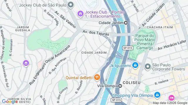 Mapa do bairro Cidade Jardim, Sao Paulo - SP