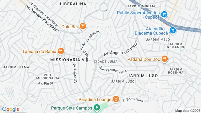 Mapa do bairro Cidade Júlia, Sao Paulo - SP