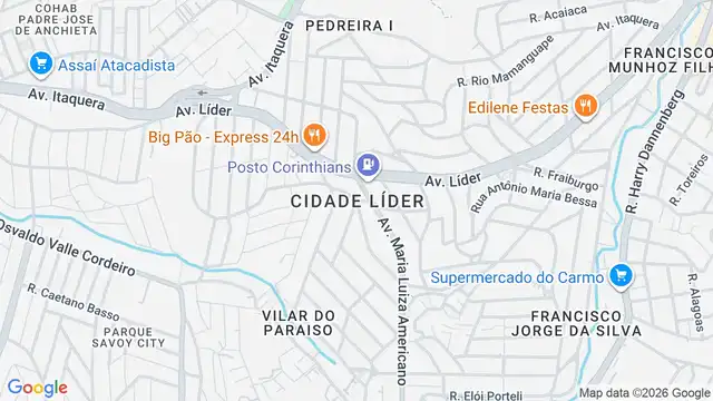 Mapa do bairro Cidade Líder, Sao Paulo - SP