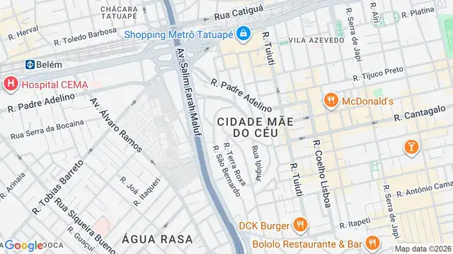 Mapa do bairro Cidade Mãe do Céu, Sao Paulo - SP