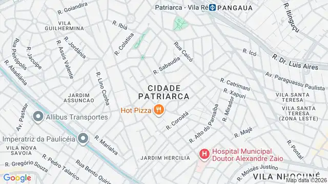 Mapa do bairro Cidade Patriarca, Sao Paulo - SP
