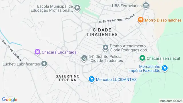 Mapa do bairro Cidade Tiradentes, Sao Paulo - SP