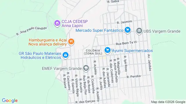 Mapa do bairro Colônia (Zona Sul), Sao Paulo - SP