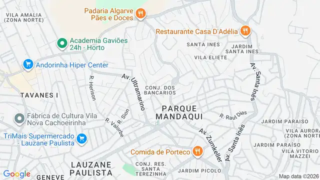 Mapa do bairro Conjunto dos Bancarios, Sao Paulo - SP