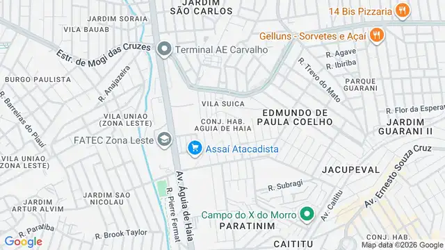 Mapa do bairro Conjunto Habitacional Aguia de Haia, Sao Paulo - SP