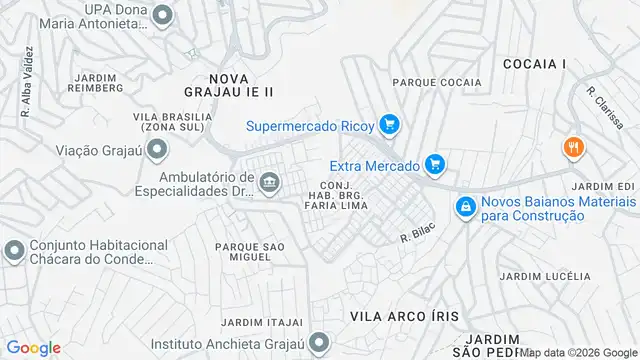Mapa do bairro Conjunto Habitacional Brigadeiro Faria Lima, Sao Paulo - SP