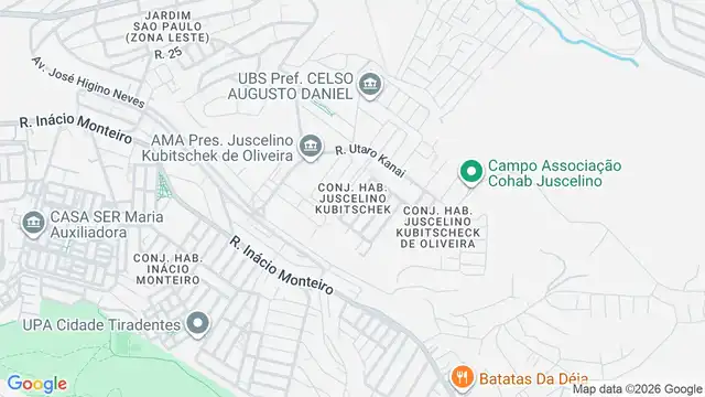 Mapa do bairro Conjunto Habitacional Juscelino Kubitschek, Sao Paulo - SP