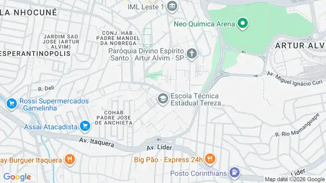 Mapa do bairro Conjunto Habitacional Padre Jose de Anchieta, Sao Paulo - SP