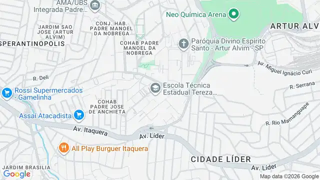 Mapa do bairro Conjunto Habitacional Padre Manoel de Paiva, Sao Paulo - SP