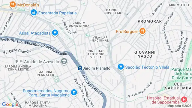 Mapa do bairro Conjunto Habitacional Teotonio Vilela, Sao Paulo - SP