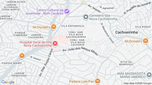 Mapa do bairro Conjunto Habitacional Vila Nova Cachoeirinha, Sao Paulo - SP