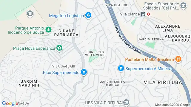 Mapa do bairro Conjunto Residencial Vista Verde, Sao Paulo - SP
