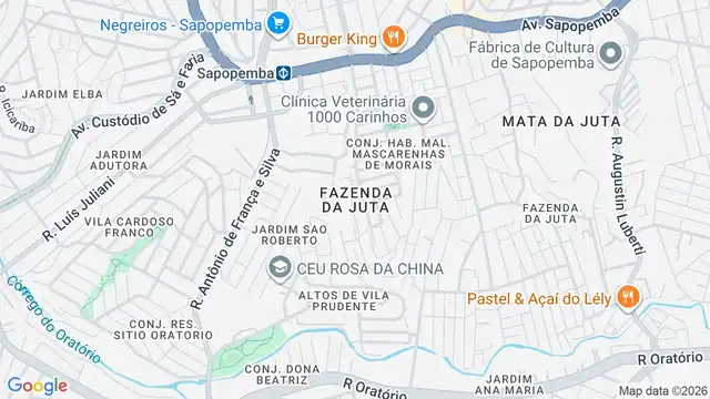 Mapa do bairro Fazenda da Juta, Sao Paulo - SP