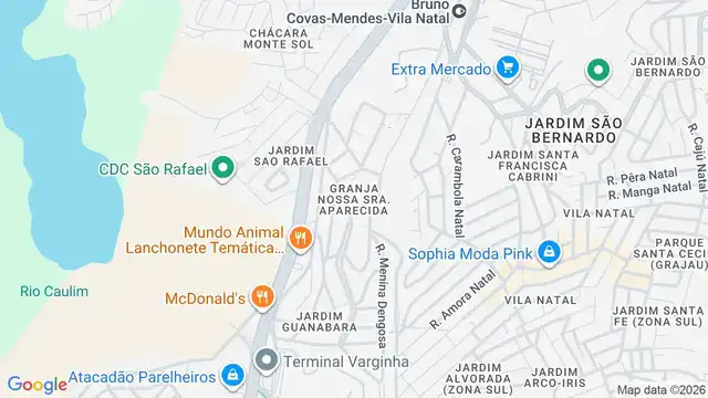 Mapa do bairro Granja Nossa Senhora Aparecida, Sao Paulo - SP