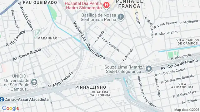 Mapa do bairro Guaiauna, Sao Paulo - SP