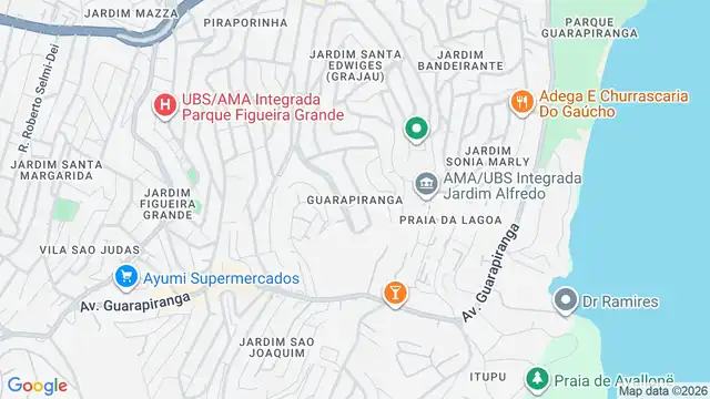 Mapa do bairro Guarapiranga, Sao Paulo - SP