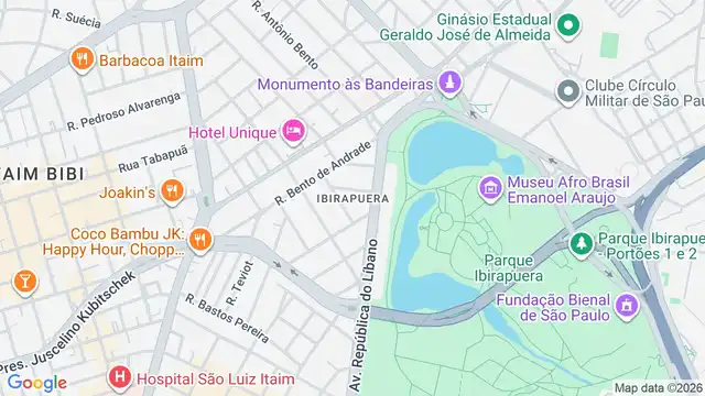 Mapa do bairro Ibirapuera, Sao Paulo - SP