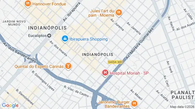 Mapa do bairro Indianópolis, Sao Paulo - SP