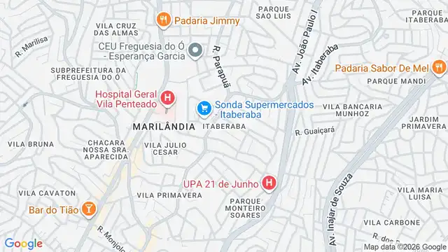 Mapa do bairro Itaberaba, Sao Paulo - SP